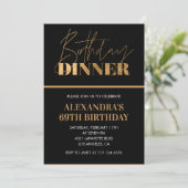 シック・ブラック・金ゴールド・ディナー69th birthday invitation 招待状 (スタンド正面)