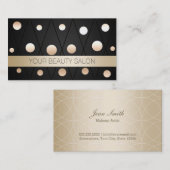 シック・ブラック&金ゴールド・ドット・メイクアップアーティスト 名刺 (正面/裏面)