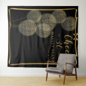 シック・ブラックn金ゴールドメスの誕生日フォトバックグラウンド タペストリー (インサイチュ(横))