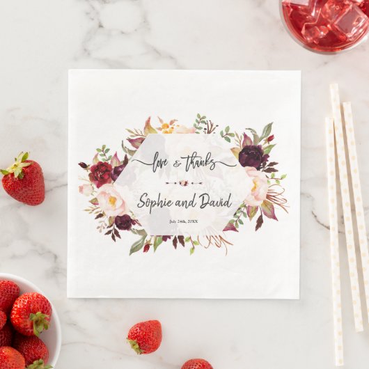 シック・ブルガンディ・マルサラフローラ幾何学結婚的 (インサイチュ)