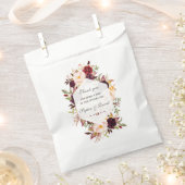 シック・ブルガンディ・マルサラフローラ幾何学結婚的 フェイバーバッグ (クリップ留めされた状態)