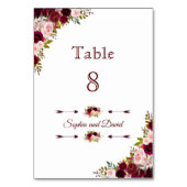 シック・ブルガンディ・マルサラ結婚フローラのテーブル番号 テーブルナンバー (裏面)