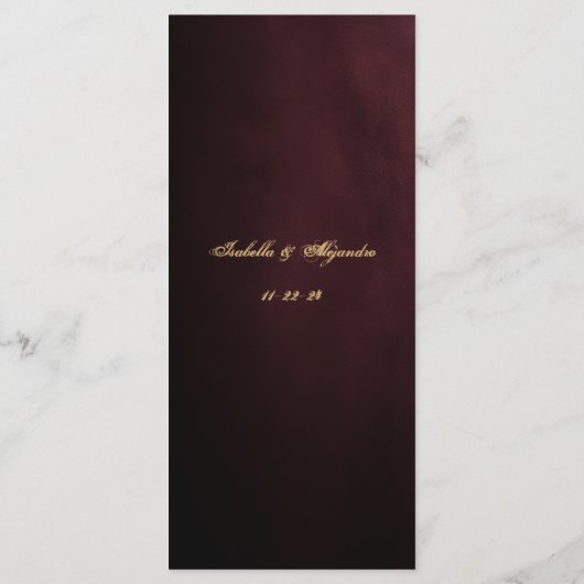 シック・ブルゴーニュと金ゴールドスペインの・レッド結婚ズ メニュー (裏面)