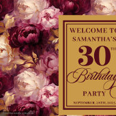 シック・ブルゴーニュ赤面金ゴールドボホ30thバースデーバナー タペストリー