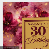 シック・ブルゴーニュ赤面金ゴールド30th誕生日テーブル スタンダードカクテルナプキン