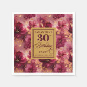 シック・ブルゴーニュ赤面金ゴールド30th誕生日テーブル スタンダードカクテルナプキン (正面)