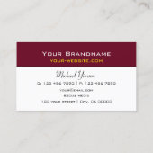 シック・ブルゴーニュ&ホワイトシンプルプロフェッショナル 名刺 (裏面)