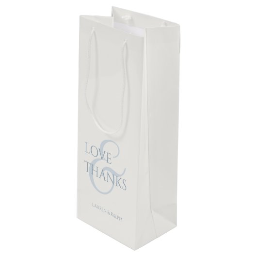 シック・ブルーとホワイト・ラブ感謝してい& ワインギフトバッグ (正面アングル)