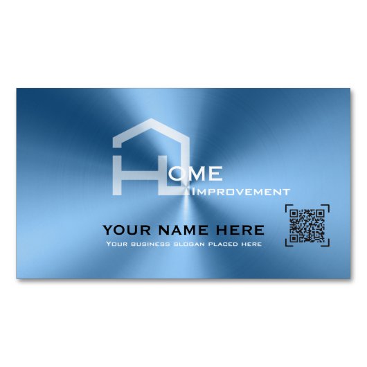 シック・ブルーのメタリックモダン・ビジネス・カード マグネット名刺 (正面)