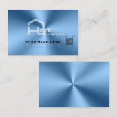 シック・ブルーのメタリックモダン・ビジネス・カード 名刺 (正面/裏面)