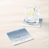 シック・ブルーグリッタードリップ50thバースデーパーティー スクエアペーパーコースター (インサイチュ)