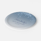 シック・ブルーグリッタードリップ50thバースデーパーティー ペーパープレート (アングル)