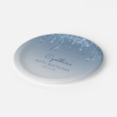 シック・ブルーグリッタードリップ60thバースデーパーティー ペーパープレート (アングル)