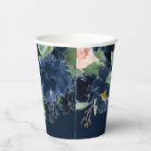 シック ブルーム | ネイビーブルーとバラピンクの花 紙コップ (右)