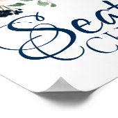 シック ブルーム | ネイビーブルーとフラッシュ フラワーのシーティング ポスター (角)