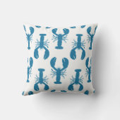 シック・ブルー・アンド・ホワイト沿岸ロブスター パターン(の模様が)ある クッション (裏面)