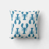 シック・ブルー・アンド・ホワイト沿岸ロブスター パターン(の模様が)ある クッション (正面)
