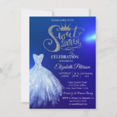 シック・ブルー・ドレス、ダイアモンズブルー・スウィート16 招待状 (正面)