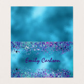 シック・ブルー・ピンク虹色グリッター 名刺 (外部フラット)