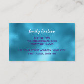 シック・ブルー・ピンク虹色グリッター 名刺 (裏面)