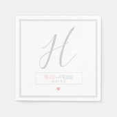 シック・ホワイトで新郎新婦の名結婚前 スタンダードカクテルナプキン (正面)