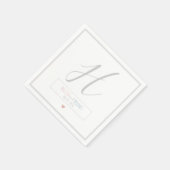 シック・ホワイトで新郎新婦の名結婚前 スタンダードカクテルナプキン (角)