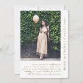 シック・ホワイトと金ゴールド2枚の写真卒業パーティー 招待状 (正面)