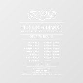 シック・ホワイトモダン・モノグラム名営業時間 ウィンドウサイン (シート)