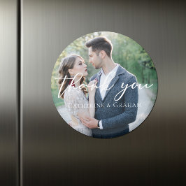 シック・ホワイト結婚スクリプトの写真ありがとう磁石 マグネット