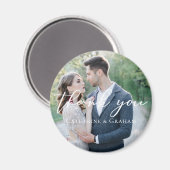 シック・ホワイト結婚スクリプトの写真ありがとう磁石 マグネット (正面/裏面)