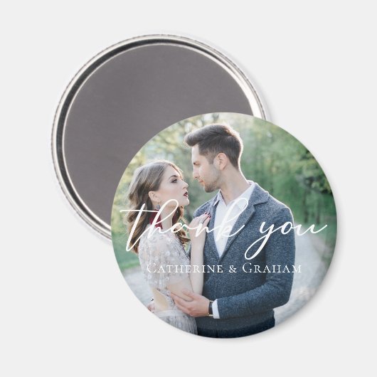 シック・ホワイト結婚スクリプトの写真ありがとう磁石 マグネット (正面/裏面)