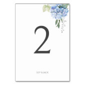 シック・ホワイト&ブルーあじさい結婚さんのテーブル番号 テーブルナンバー (裏面)