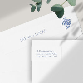 シック・ホワイト | ブルーフローラ結婚ブーケ ラップアラウンドラベル