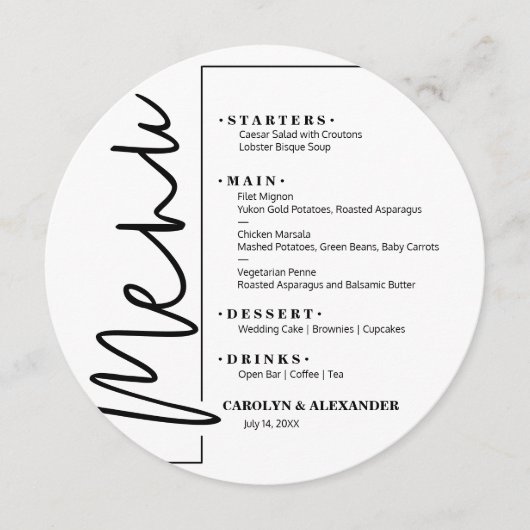 シック・ホワイト メニュー (正面)