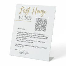 シック・ホワイト&金ゴールドエレガントQRコードファーストハウスファンド