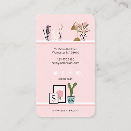 シック&ホームガーリーインテリアデザインウォールシェルフデコール 名刺 (裏面)