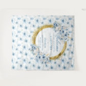 シック ボヘミアンスタイル ライトブルー ゴールド ウェディング バナー タペストリー (正面(横))