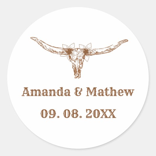 シック&ボホエレガントウエスタンカウボーイ結婚ズ ラウンドシール (正面)