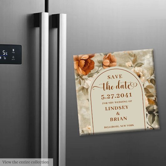 シック ボーホー テラコッタ ベージュ セージ フローラル セーブ デート マグネット