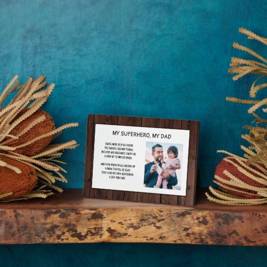 『シック・マイ・スーパーヒーロー・マイ・パパ・フォト・ウッド・ファザーズ・デイ』 フォトプラーク (側面)