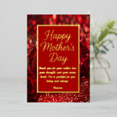 シック・マザーズデイ・カード | 赤い花と金ゴールドフォント 箔シーズンカード (立ち正面)