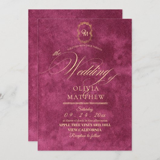 シック・マゼンダ結婚ーズ 招待状 (正面/裏面)