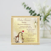 シック·マム&ベビー·キリン·クリスマス·ベビー·シャワー 招待状 (スタンド正面)