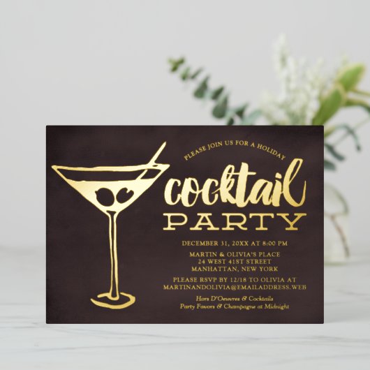 シック・マルティーニ新年のイブ・カクテルパーティー 箔招待状 (立ち正面)