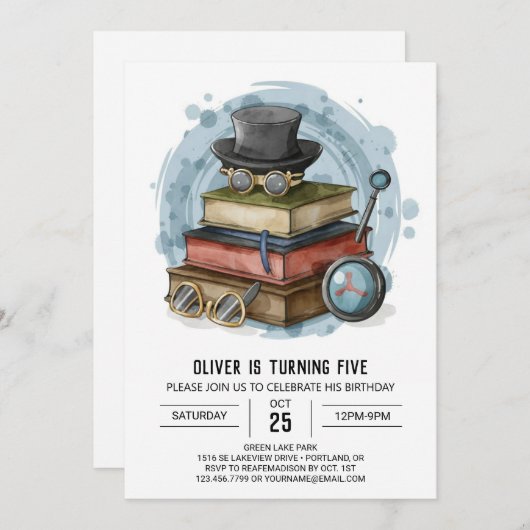 シック・ミステリー探偵誕生日 招待状 (正面/裏面)