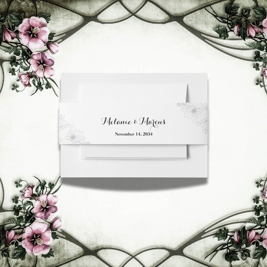 シック&ミニマエレガントリストモダンフローラ結婚の 招待状ベリーバンド