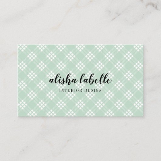 シック&ミントグモダンリーンプレイド 名刺 (正面)