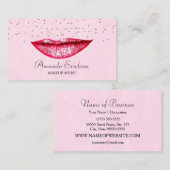 シック・メイクアップアーティストピンク金ゴールドフェイクダイヤモンドきらきら光る 名刺 (正面/裏面)