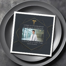 シック・メディカル・スクールフォトブラック卒業パーティー スタンダードカクテルナプキン