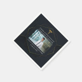 シック・メディカル・スクールフォトブラック卒業パーティー スタンダードカクテルナプキン (角)